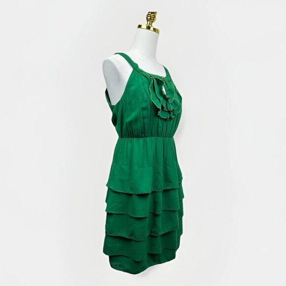 Anthropologie Maeve Gathered Together Sleeveless Tier Dress - Green - 8 -Worn 1X - Picture 8 of 16